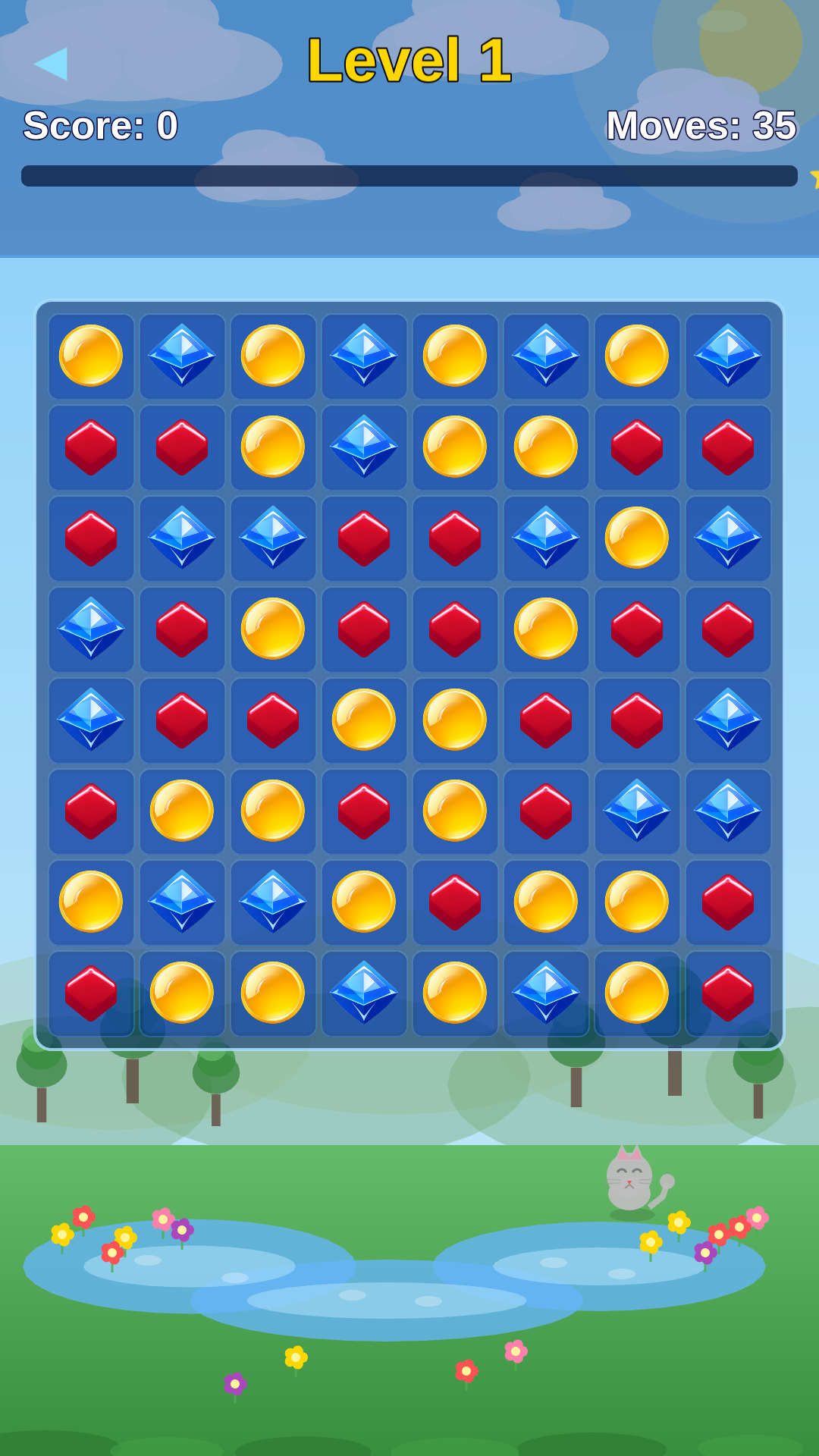 Match 3 Puzzle Gem Blast gameplay screen showing colorful gems on the board